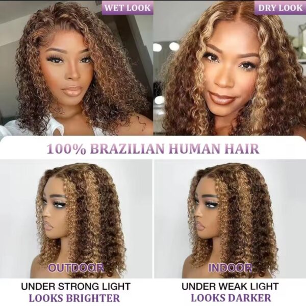Kinky curly métissée blond miel piano 14" – Image 5