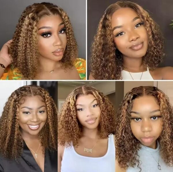 Kinky curly métissée blond miel piano 14" – Image 4
